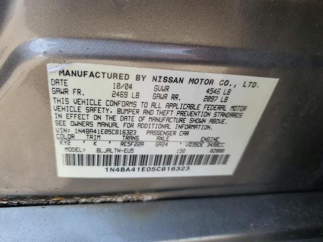 1N4BA41E05C816323 - 2005 NISSAN MAXIMA SE SILVER photo 12