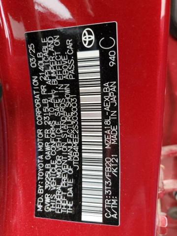 JTDB4MEE2S3030031 - 2025 TOYOTA COROLLA LE MAROON photo 12