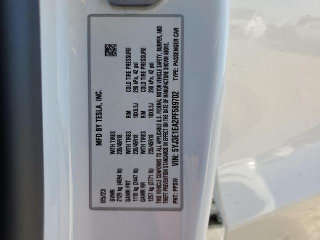 5YJ3E1EA2PF589702 - 2023 TESLA MODEL 3 თეთრი ფოტო 12