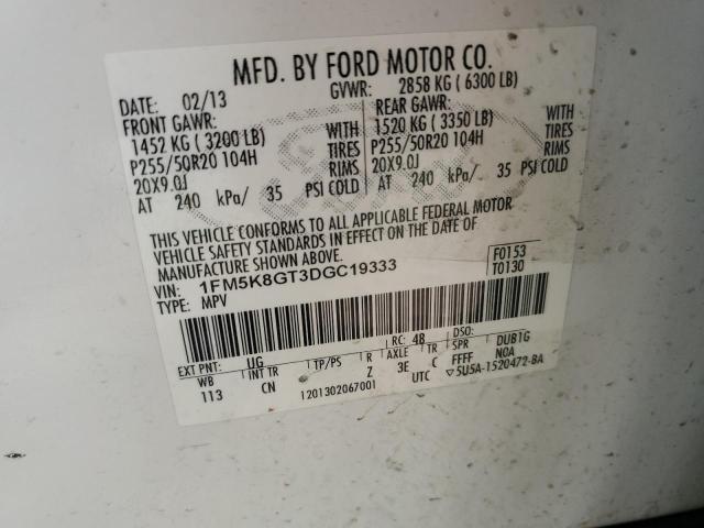 1FM5K8GT3DGC19333 - 2013 FORD EXPLORER SPORT Ağ foto 13