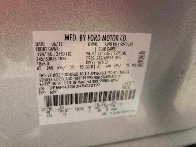 2FMPK3G93KBC32197 - 2019 FORD EDGE SE Silber Foto 13