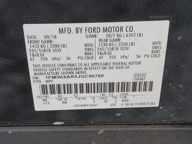 1FM5K8AR5JGC96780 - 2018 FORD EXPLORER POLICE INTERCEPTOR BLACK photo 12