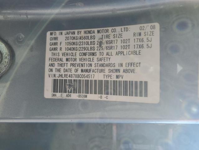 JHLRE487X8C054517 - 2008 HONDA CR-V EXL SILVER photo 13