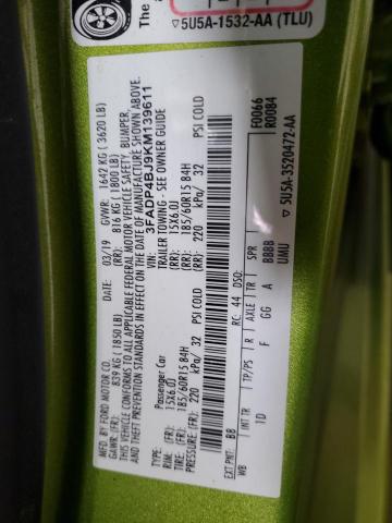 3FADP4BJ9KM139611 - 2019 FORD FIESTA SE GREEN photo 12