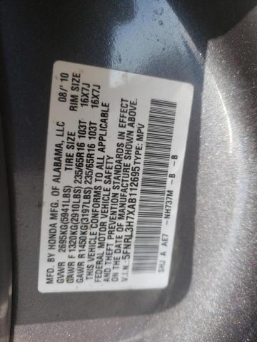 5FNRL3H7XAB112695 - 2010 HONDA ODYSSEY EXL GRAY photo 13