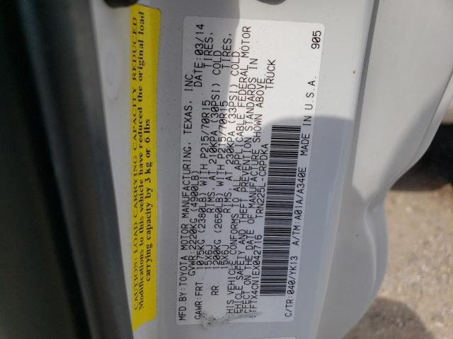 5TFTX4CN1EX042716 - 2014 TOYOTA TACOMA ACCESS CAB თეთრი ფოტო 12