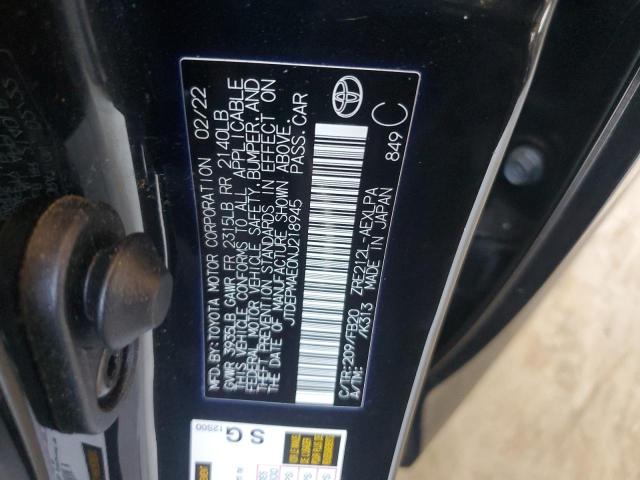 JTDEPMAE0NJ218945 - 2022 TOYOTA COROLLA LE BLACK photo 12