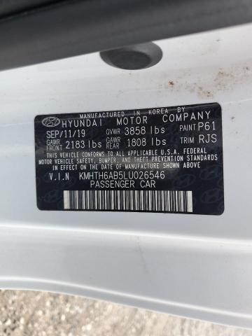 KMHTH6AB5LU026546 - 2020 HYUNDAI VELOSTER TURBO WHITE photo 12