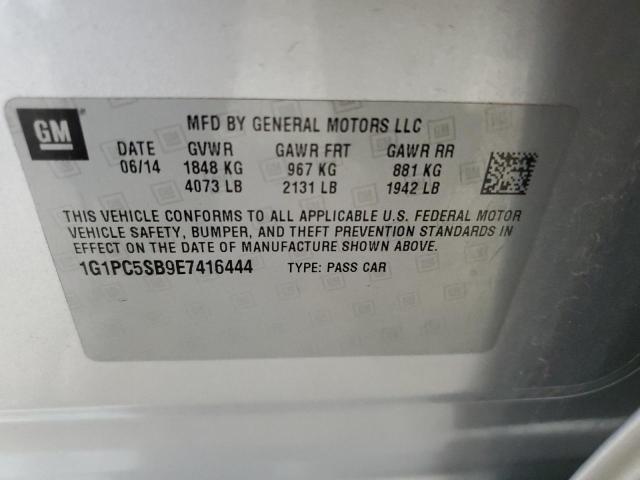 1G1PC5SB9E7416444 - 2014 CHEVROLET CRUZE LT SILVER photo 12