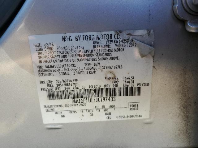 MAJ6P1UL7JC197433 - 2018 FORD ECOSPORT SE Серебристый фото 12