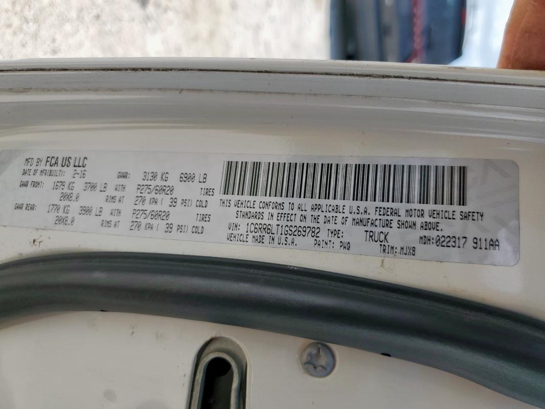 1C6RR6LT1GS269782 - 2016 RAM 1500 SLT Ağ foto 12