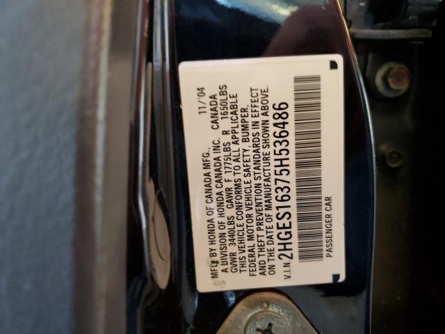 2HGES16375H536486 - 2005 HONDA CIVIC DX VP Schwarz Foto 13