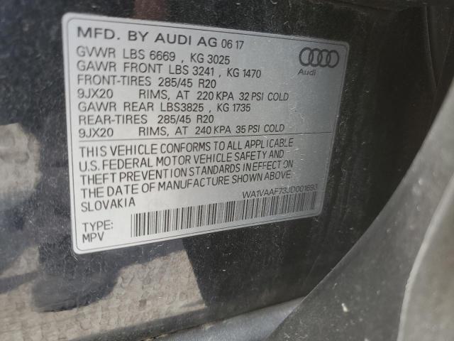 WA1VAAF73JD001693 - 2018 AUDI Q7 PRESTIGE 黑色 照片 12