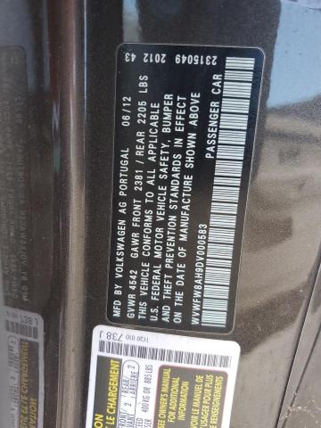 WVWFW8AH9DV000583 - 2013 VOLKSWAGEN EOS LUX 石墨色 照片 12