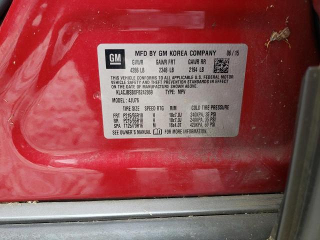 KL4CJBSBXFB242869 - 2015 BUICK ENCORE CONVENIENCE 勃艮第红 照片 13