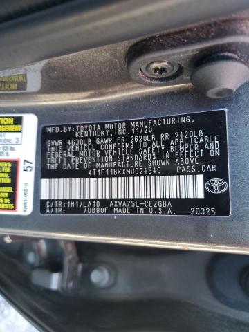 4T1F11BKXMU024540 - 2021 TOYOTA CAMRY XLE ნაცრისფერი ფოტო 12