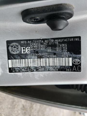 2T1BU4EE3AC342090 - 2010 TOYOTA COROLLA BASE 银色 照片 12