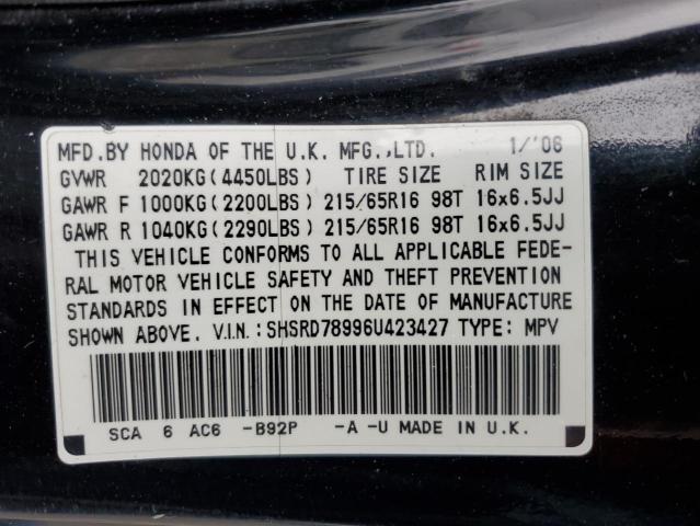 SHSRD78996U423427 - 2006 HONDA CR-V SE BLACK photo 13