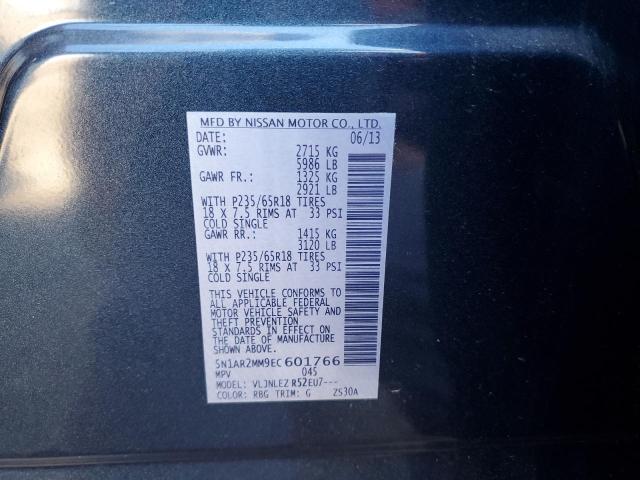 5N1AR2MM9EC601766 - 2014 NISSAN PATHFINDER S Կապույտ լուսանկար 13