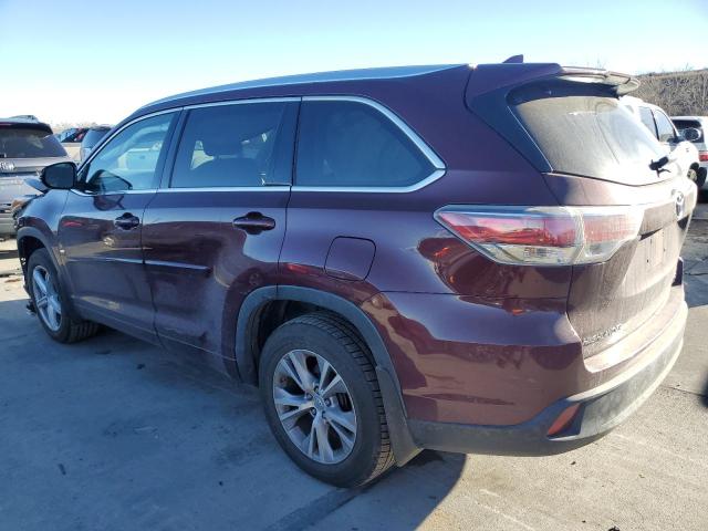 5TDJKRFH6FS134176 - 2015 TOYOTA HIGHLANDER XLE Bordo foto 2