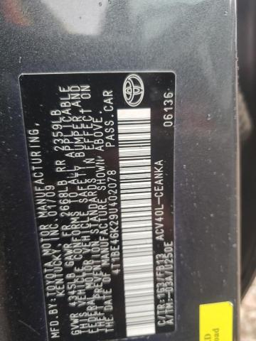 4T1BE46K29U402078 - 2009 TOYOTA CAMRY BASE GRAY photo 12