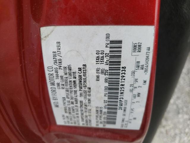 3FAFP31N25R129338 - 2005 FORD FOCUS SE ZX3 RED photo 12