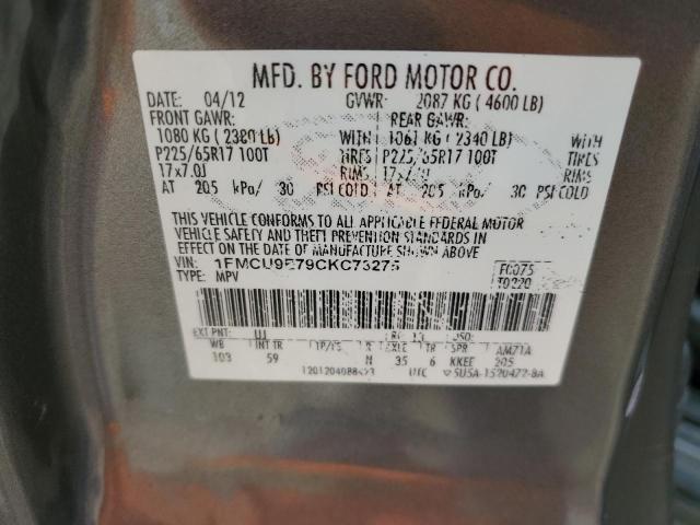 1FMCU9E79CKC73275 - 2012 FORD ESCAPE LIMITED GRAY photo 13