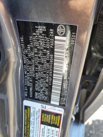 4T4BF1FK3ER408046 - 2014 TOYOTA CAMRY L CHARCOAL photo 12