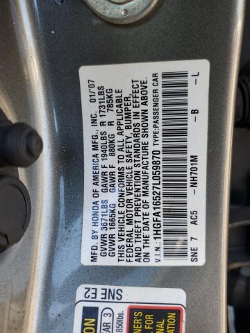 1HGFA16527L059870 - 2007 HONDA CIVIC LX GRAY photo 13
