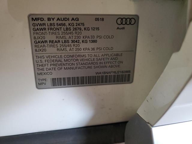 WA1BNAFY6J2182865 - 2018 AUDI Q5 PREMIUM PLUS 白色 照片 14