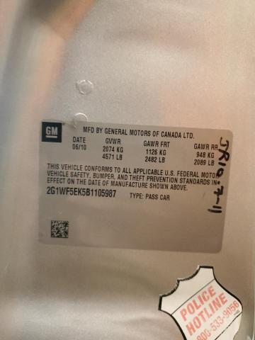 2G1WF5EK5B1105987 - 2011 CHEVROLET IMPALA LS Gümüş foto 12