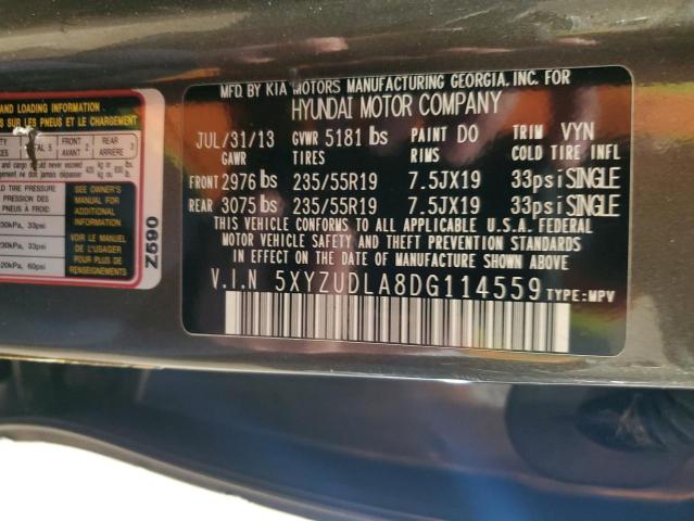 5XYZUDLA8DG114559 - 2013 HYUNDAI SANTA FE S GRAY photo 13