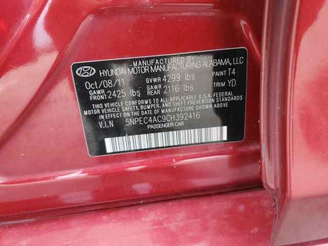 5NPEC4AC9CH392416 - 2012 HYUNDAI SONATA SE RED photo 12