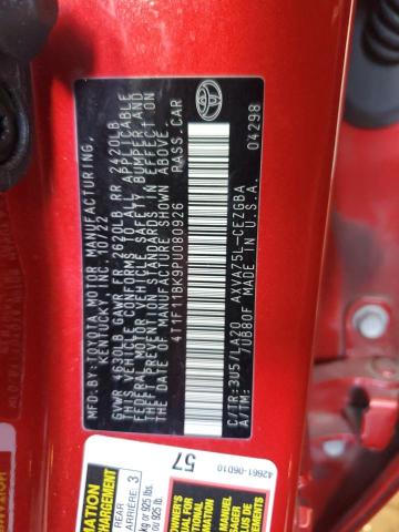 4T1F11BK9PU080926 - 2023 TOYOTA CAMRY XLE წითელი ფოტო 12