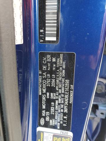 3KPF34AD8LE162898 - 2020 KIA FORTE GT LINE BLUE photo 13