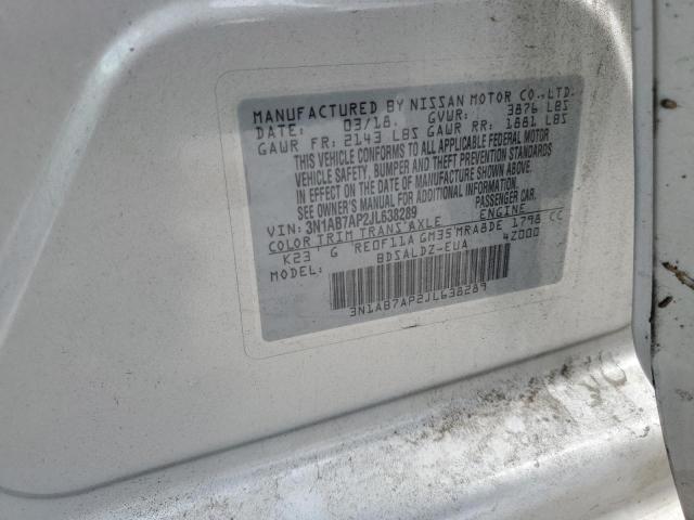 3N1AB7AP2JL638289 - 2018 NISSAN SENTRA S 银色 照片 12