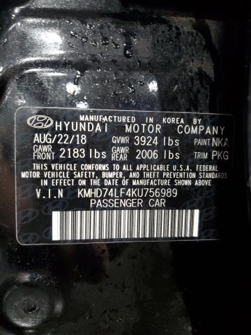 KMHD74LF4KU756989 - 2019 HYUNDAI ELANTRA SE BLACK photo 13