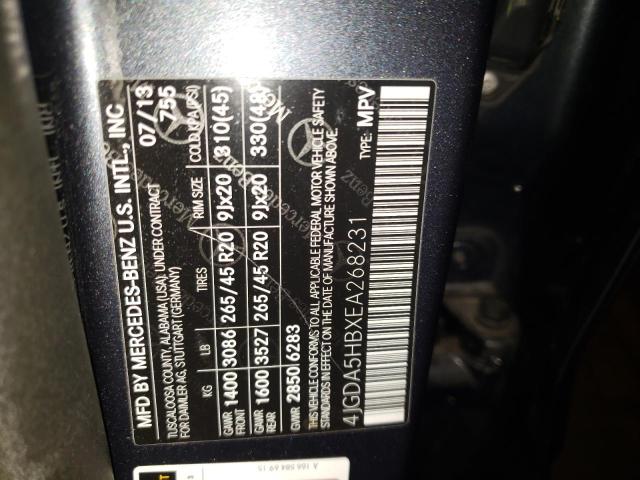 4JGDA5HBXEA268231 - 2014 MERCEDES-BENZ ML 350 4MATIC BLUE photo 12