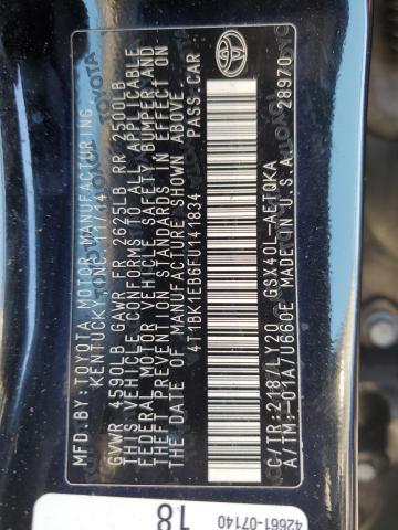 4T1BK1EB6FU141834 - 2015 TOYOTA AVALON XLE BLACK photo 12