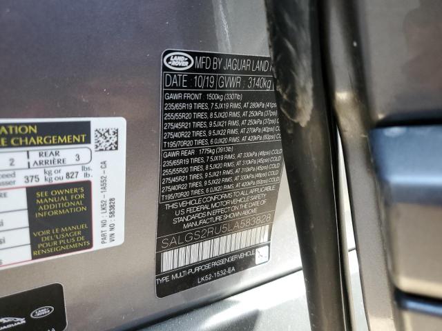 SALGS2RU5LA583828 - 2020 LAND ROVER RANGE ROVE HSE SILVER photo 13