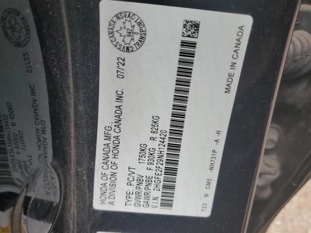 2HGFE2F29NH124420 - 2022 HONDA CIVIC LX BLACK photo 13