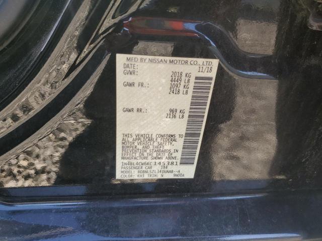 1N4BL4CW6KC145381 - 2019 NISSAN ALTIMA SR 黑色 照片 12