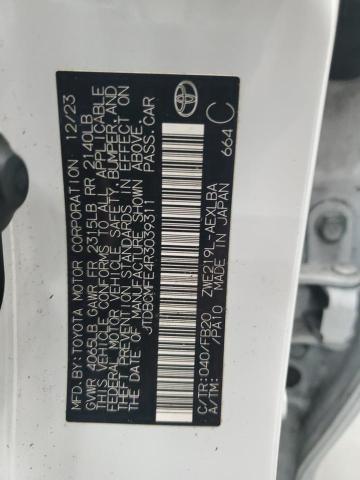 JTDBCMFE4R3039311 - 2024 TOYOTA COROLLA LE 白色 照片 12