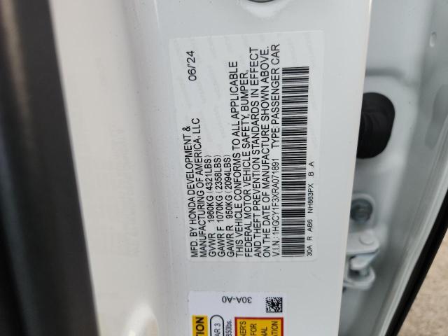 1HGCY1F3XRA071891 - 2024 HONDA ACCORD EX WHITE photo 13