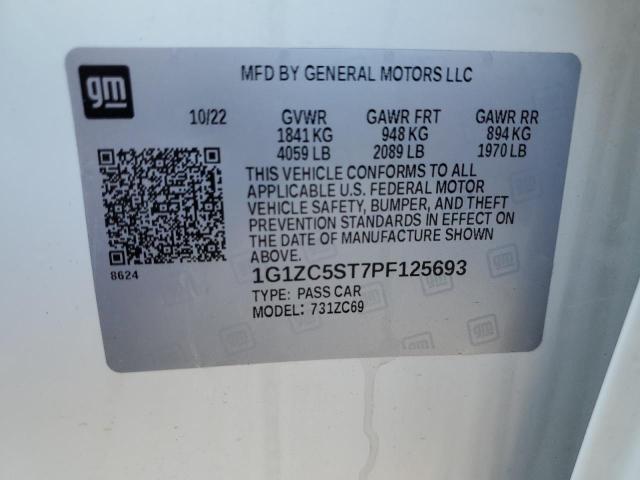 1G1ZC5ST7PF125693 - 2023 CHEVROLET MALIBU LS 白色 照片 12