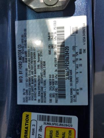 3LN6L5F92JR628420 - 2018 LINCOLN MKZ RESERVE 蓝色 照片 12