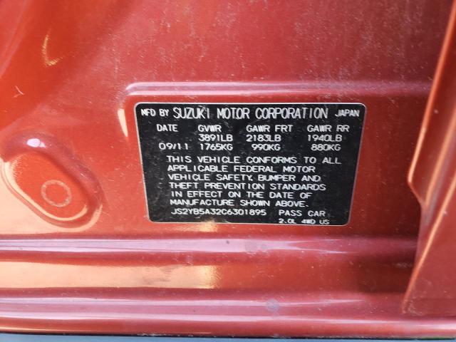 JS2YB5A32C6301895 - 2012 SUZUKI SX4 ORANGE photo 12