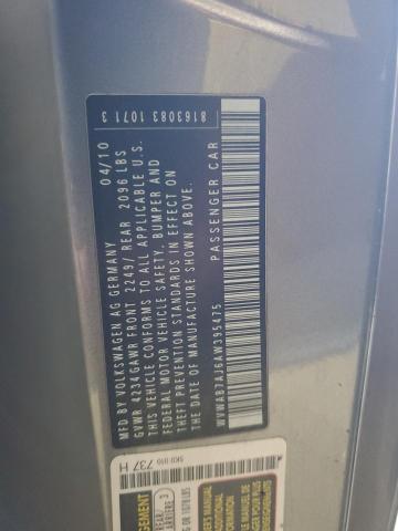 WVWAB7AJ6AW395475 - 2010 VOLKSWAGEN GOLF GRAY photo 12