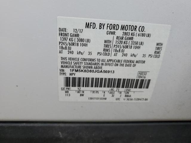 1FM5K8D80JGA56913 - 2018 FORD EXPLORER XLT Weiß Foto 13