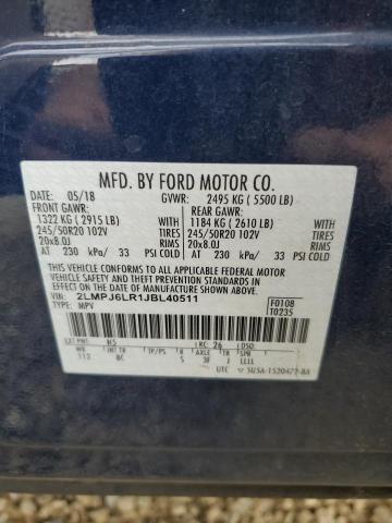 2LMPJ6LR1JBL40511 - 2018 LINCOLN MKX RESERVE Көк фото 12